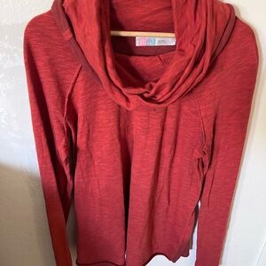 Free People Beach Women's Red Cocoon Cowl Neck Sweater